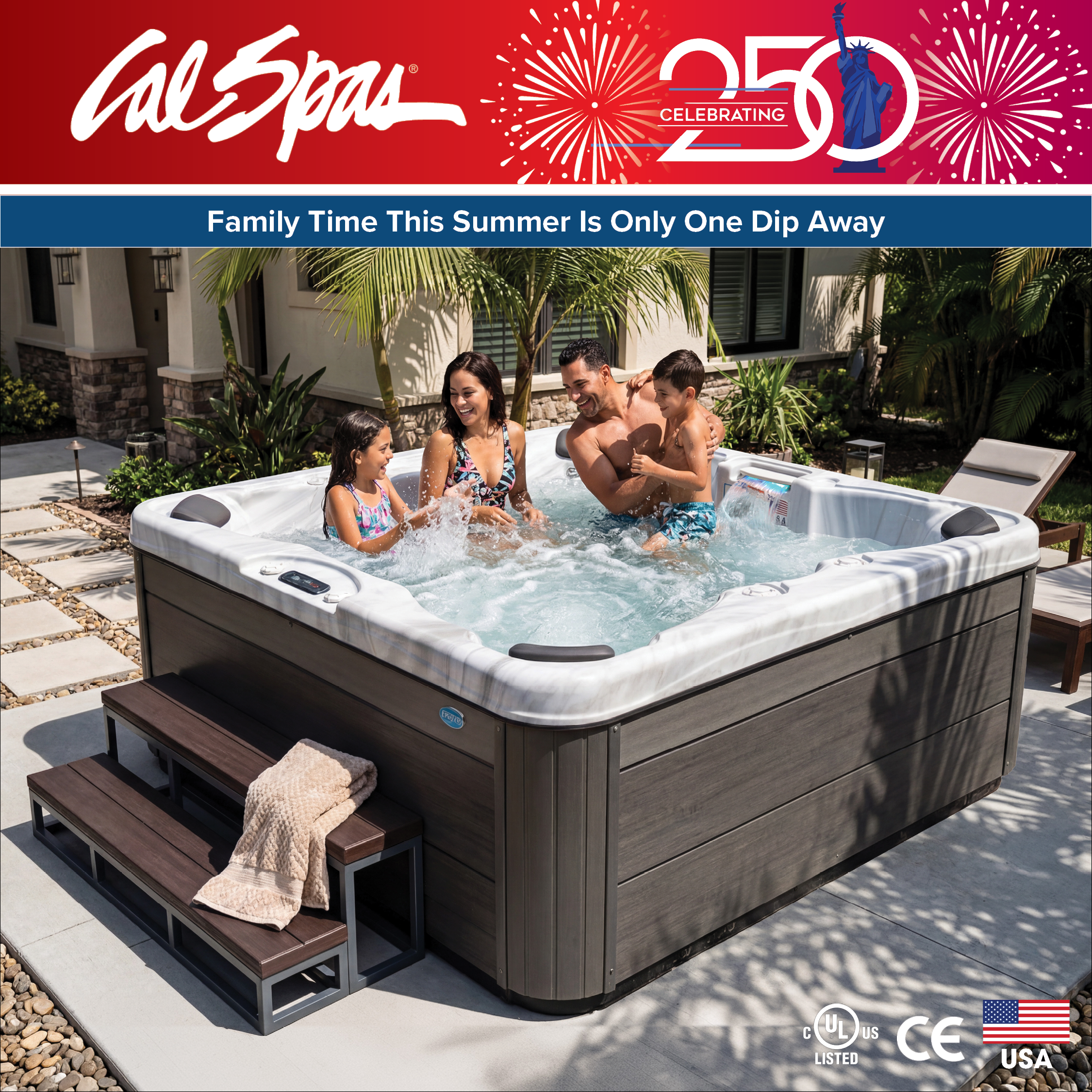 Calspas hot tub being used in a family setting - Gatlinburg